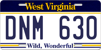 WV license plate DNM630