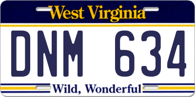 WV license plate DNM634
