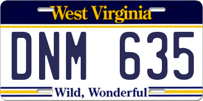 WV license plate DNM635
