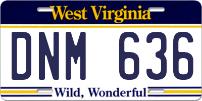 WV license plate DNM636