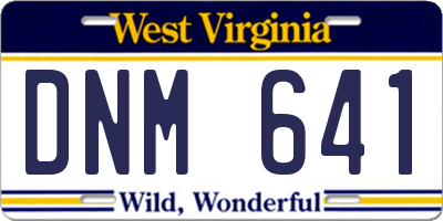 WV license plate DNM641