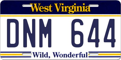 WV license plate DNM644