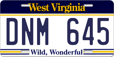 WV license plate DNM645