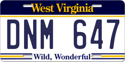 WV license plate DNM647