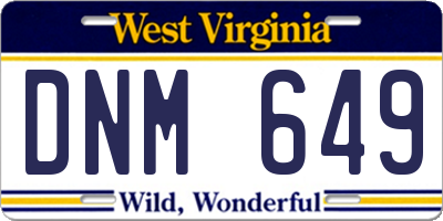 WV license plate DNM649