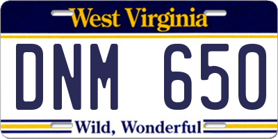 WV license plate DNM650