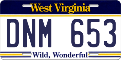 WV license plate DNM653