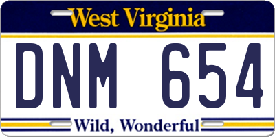 WV license plate DNM654