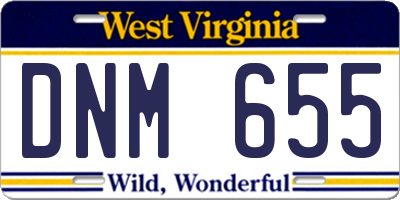 WV license plate DNM655