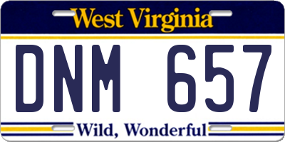 WV license plate DNM657