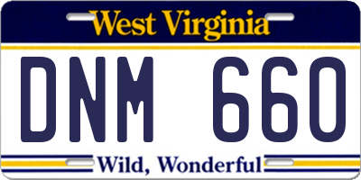 WV license plate DNM660