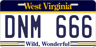 WV license plate DNM666