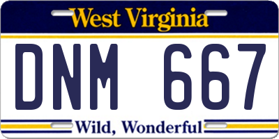 WV license plate DNM667
