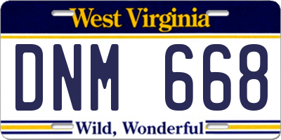 WV license plate DNM668