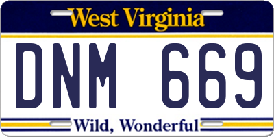 WV license plate DNM669