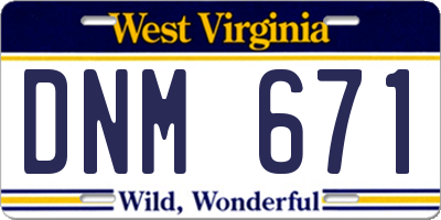 WV license plate DNM671