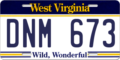 WV license plate DNM673