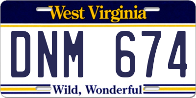 WV license plate DNM674
