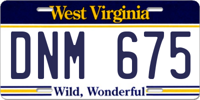 WV license plate DNM675