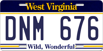 WV license plate DNM676