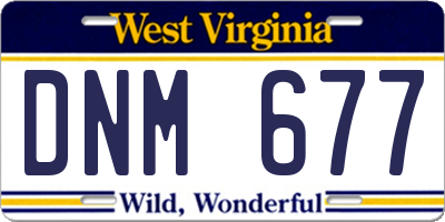 WV license plate DNM677