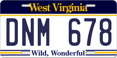 WV license plate DNM678