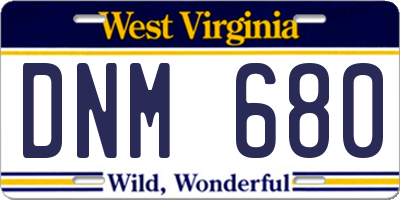 WV license plate DNM680