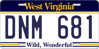 WV license plate DNM681