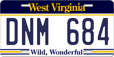WV license plate DNM684