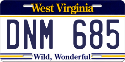 WV license plate DNM685