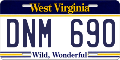 WV license plate DNM690