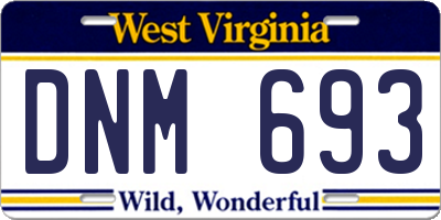 WV license plate DNM693