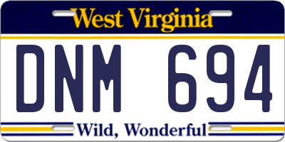 WV license plate DNM694