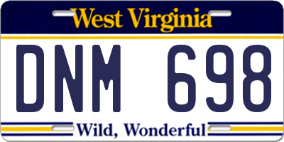 WV license plate DNM698