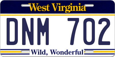 WV license plate DNM702