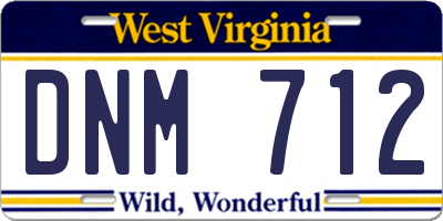 WV license plate DNM712
