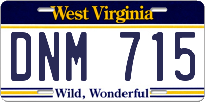 WV license plate DNM715
