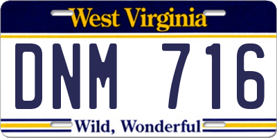 WV license plate DNM716