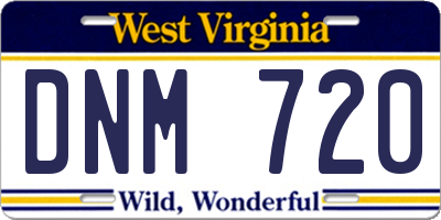 WV license plate DNM720