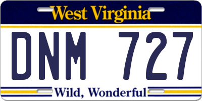WV license plate DNM727