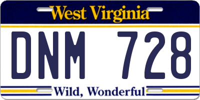 WV license plate DNM728