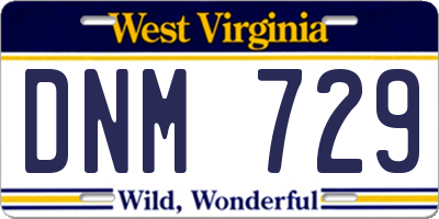 WV license plate DNM729