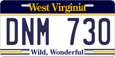 WV license plate DNM730