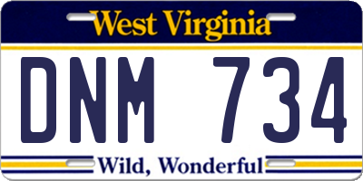 WV license plate DNM734