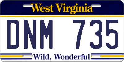 WV license plate DNM735