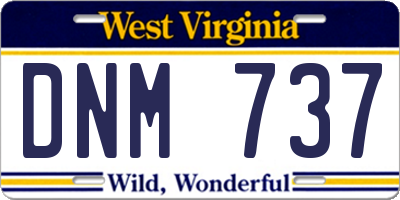 WV license plate DNM737
