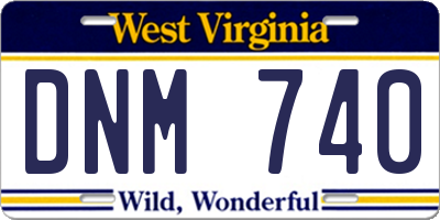 WV license plate DNM740