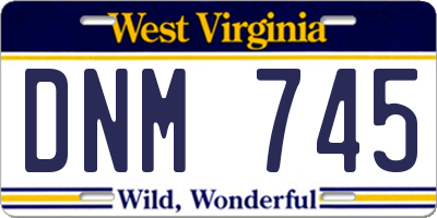 WV license plate DNM745
