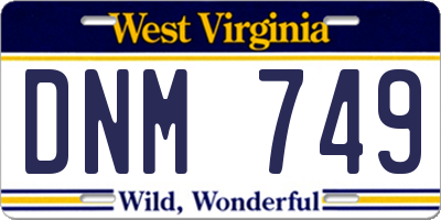 WV license plate DNM749