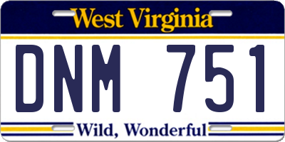 WV license plate DNM751